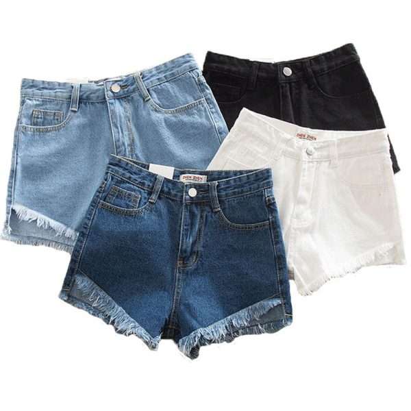 Summer Front Short Back Long High Waist Denim Shorts - Image 2